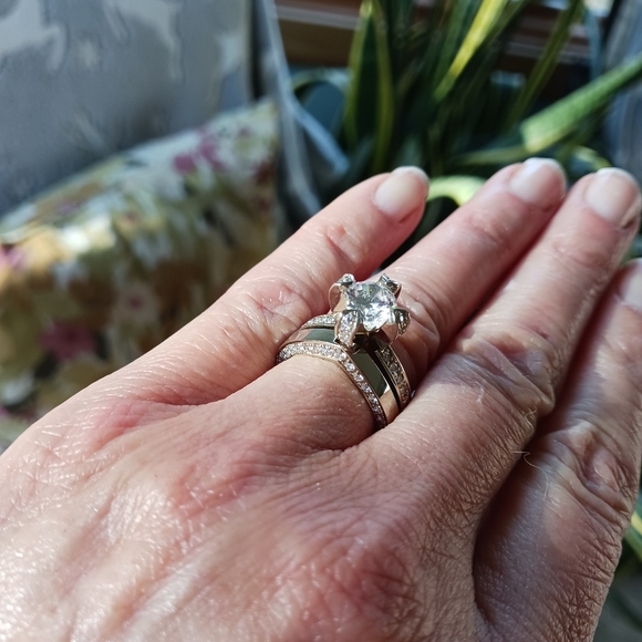 Sakamoto Designed Engagement & Wedding Ring... CZ. CENTER STONE - Picture 10 of 10